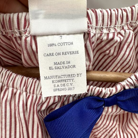 Smocked Giraffe Red and White Striped Anchor Print Dress // 7 - Picture 4 of 7